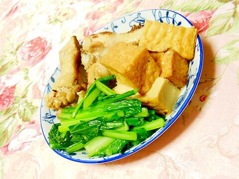 和む味わい❤厚揚げと小松菜と鶏手羽元の煮物❤